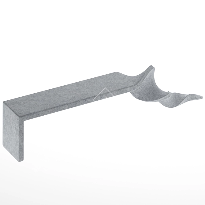 Modern Concrete Twisted Bench 3D model image 5