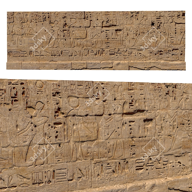 Ancient Egyptian Wall Replica 3D model image 1