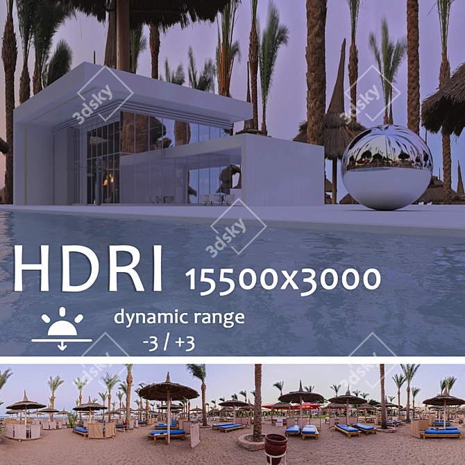 Egyptian Evening HDRI: Stunning Illumination of a Poolside Home 3D model image 1