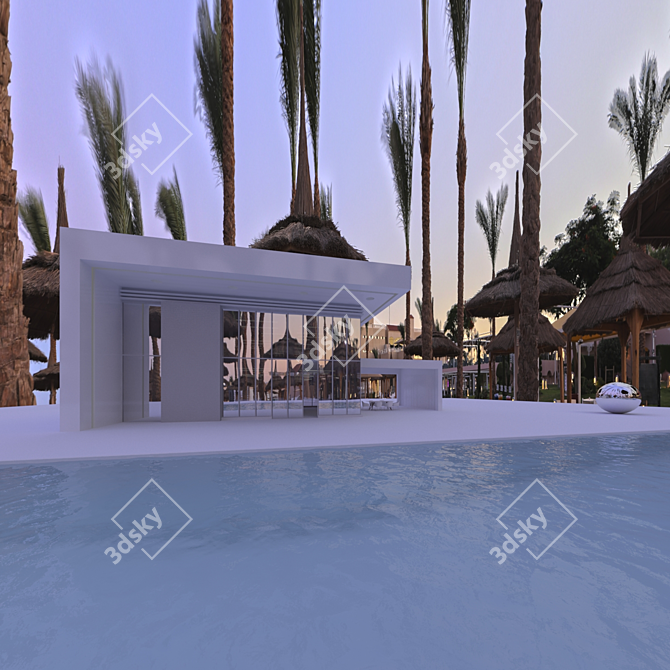 Egyptian Evening HDRI: Stunning Illumination of a Poolside Home 3D model image 3