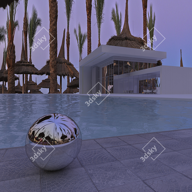 Egyptian Evening HDRI: Stunning Illumination of a Poolside Home 3D model image 7