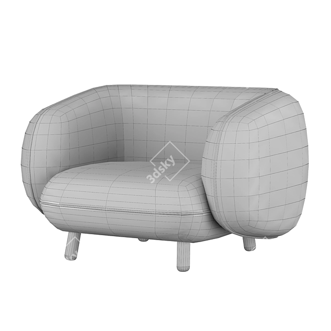 Sleek Basset Armchair: Contemporary Design 3D model image 4