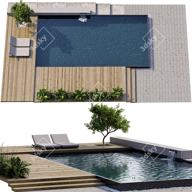 Sleek 3D Pool Design 3D model image 1