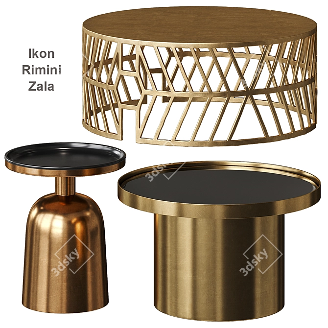 Sleek Steel Coffee Tables: Rimini, Ikon, Zala 3D model image 3