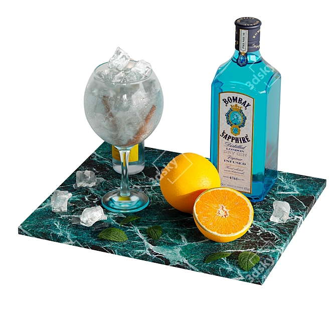 Stylish 6-Piece Cocktail Jin Set 3D model image 3