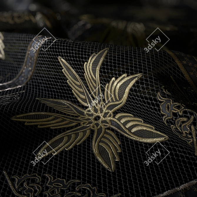 Lace Embroidery 05: Procedural PBR Fabric 3D model image 1