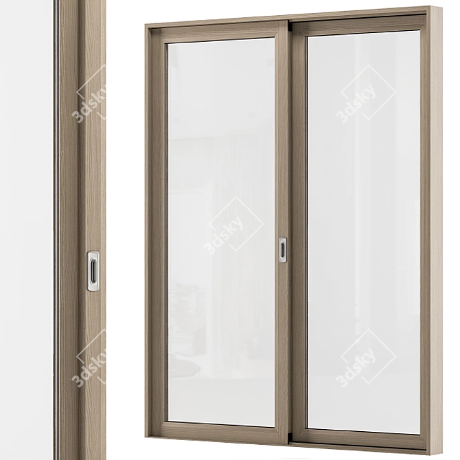 Stylish Sliding Wooden Window Set 3D model image 4