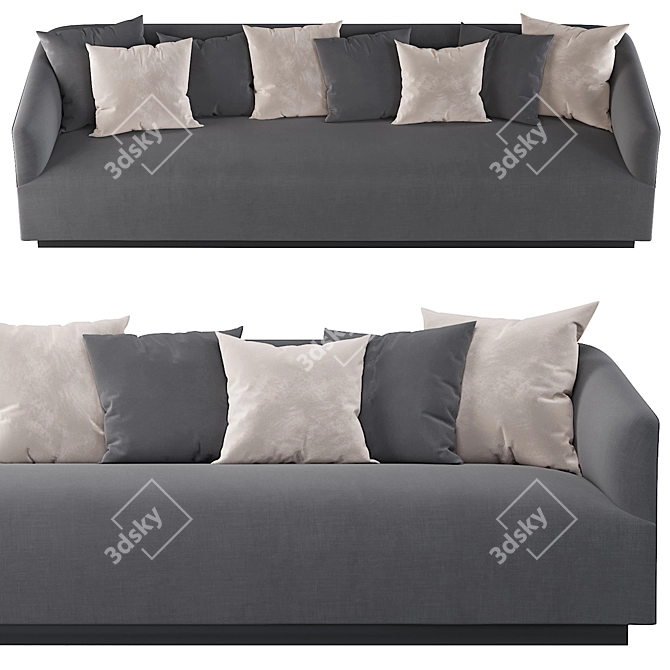 Mid-Century Italian Shelter Arm Sofa 3D model image 3
