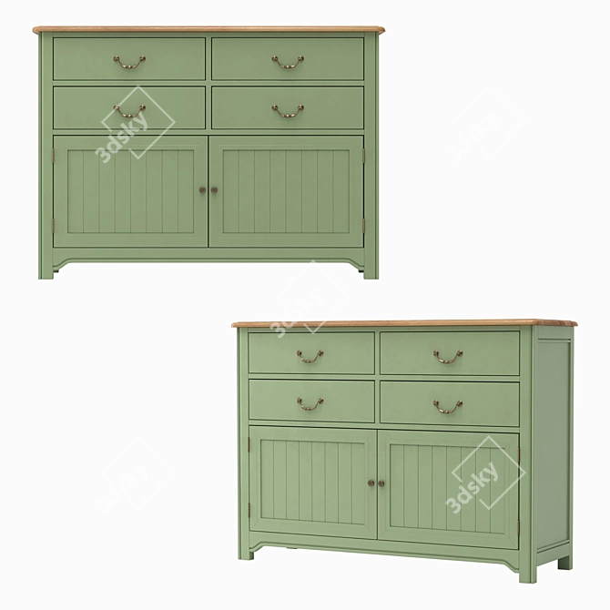 Olivia 4-drawer Birch Chest 3D model image 1