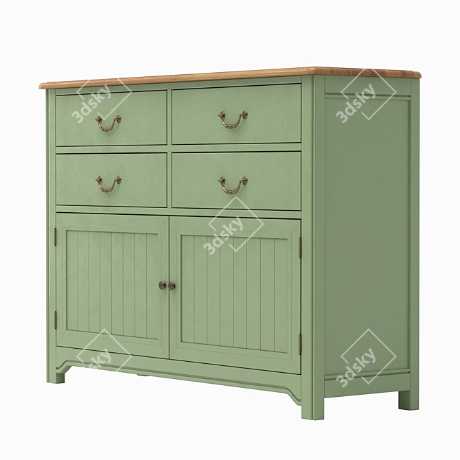 Olivia 4-drawer Birch Chest 3D model image 2