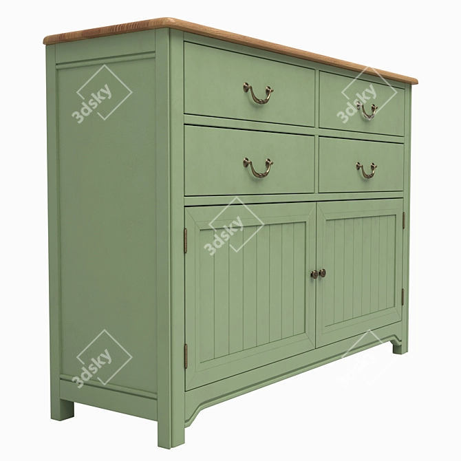 Olivia 4-drawer Birch Chest 3D model image 4