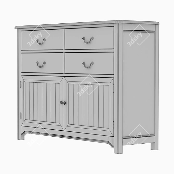 Olivia 4-drawer Birch Chest 3D model image 5