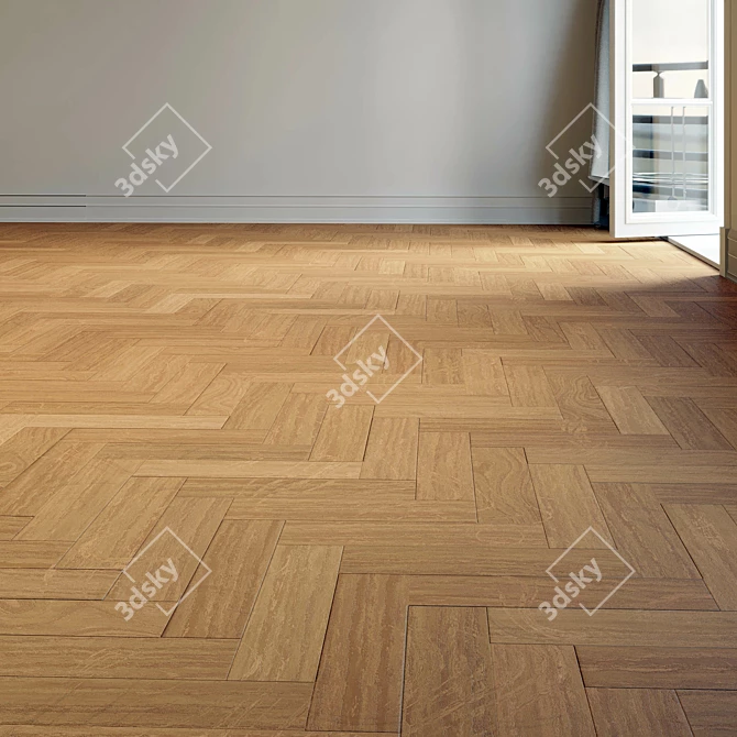 Herringbone Matte Parquet Flooring 3D model image 1
