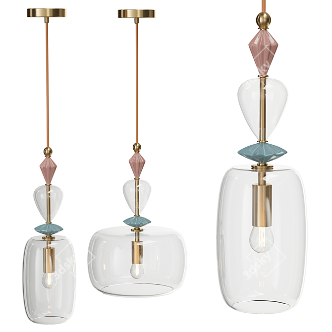 Glam Candy: Hanging Glass Lamp 3D model image 1