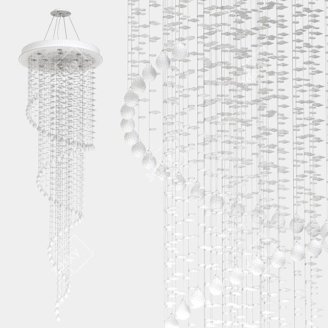 Sparkling Helix Crystal Chandelier 3D model image 5