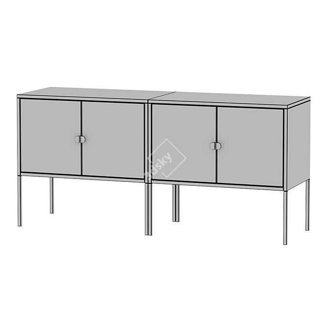 Modern Gray Wardrobe Combo 3D model image 2