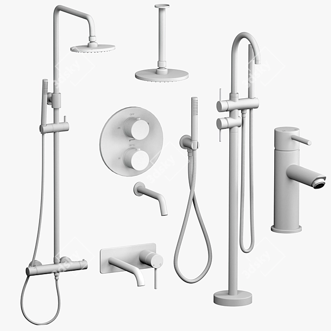 Lusso Luxe Bathroom Set: Faucets & Shower Essentials 3D model image 2