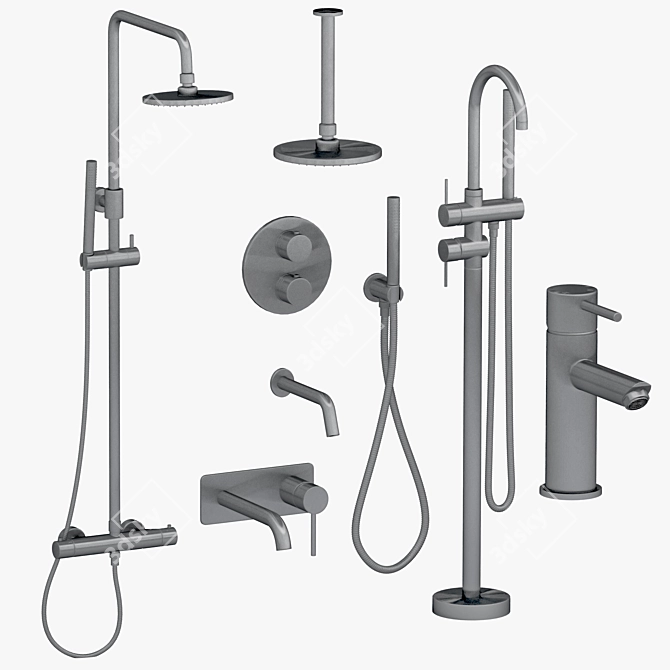 Lusso Luxe Bathroom Set: Faucets & Shower Essentials 3D model image 3