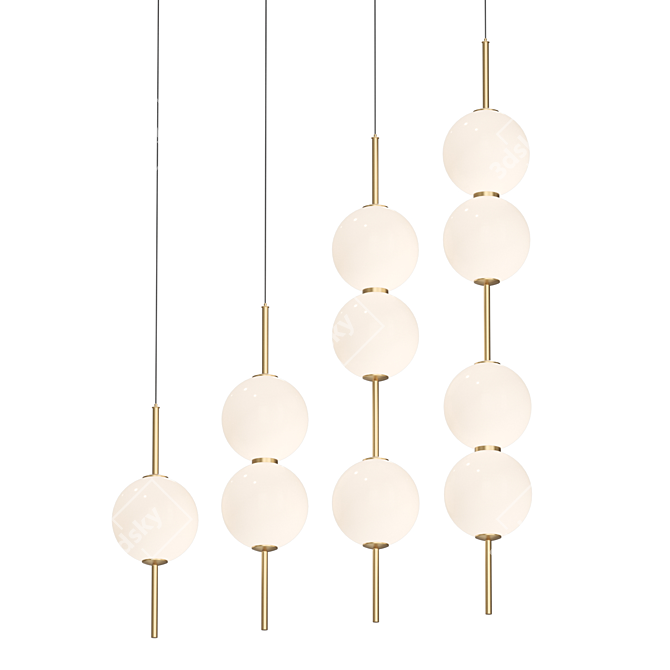 Elegant Glass Pendant Lamp 3D model image 2