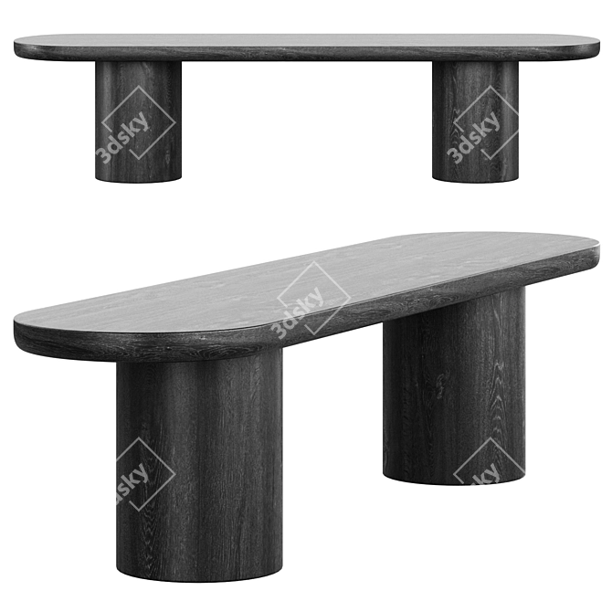Sleek Porto Bench by Estudio Rain 3D model image 1