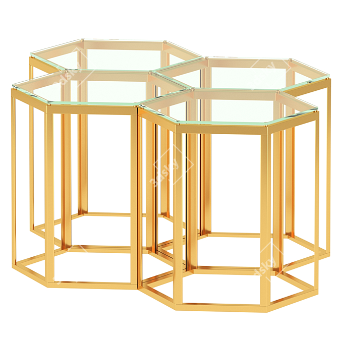 Hexagon Gold Metal End Table 3D model image 1