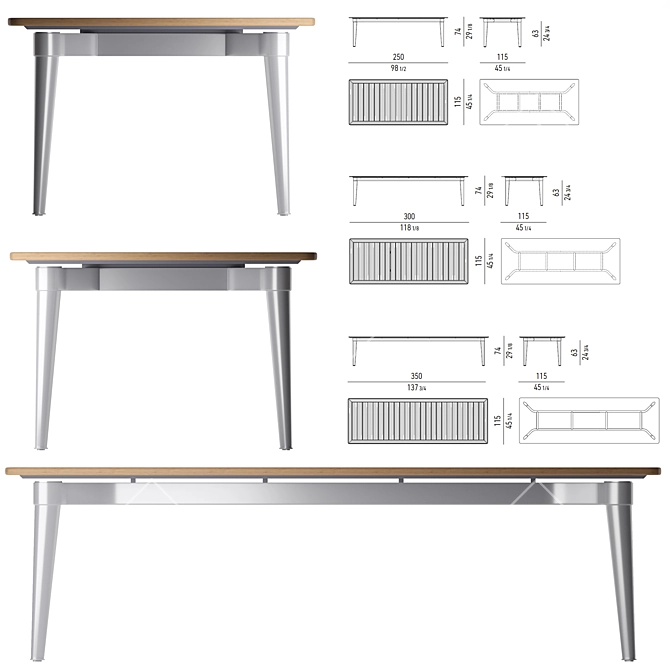 Modern Retro Terrace Table 3D model image 6