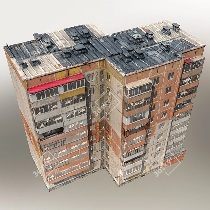 Modern Nine-storey Residential Building 3D model image 4