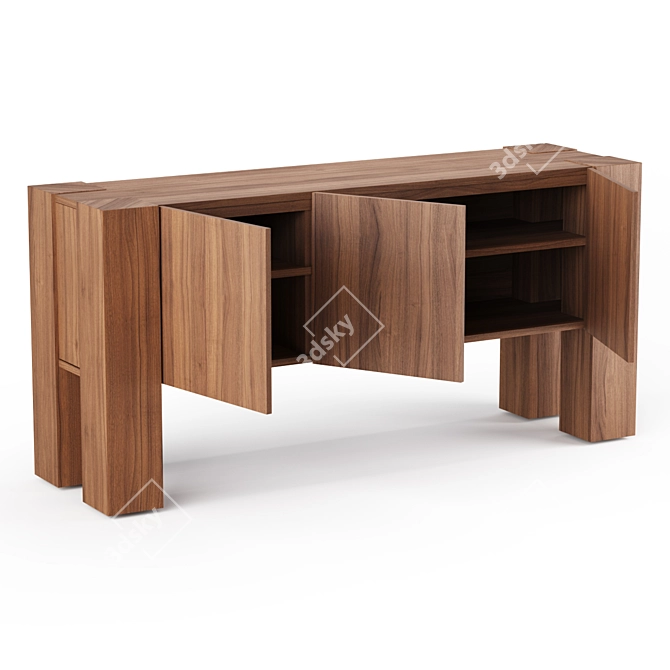 Sobro Walnut Wood Sideboard - Sleek and Spacious 3D model image 2