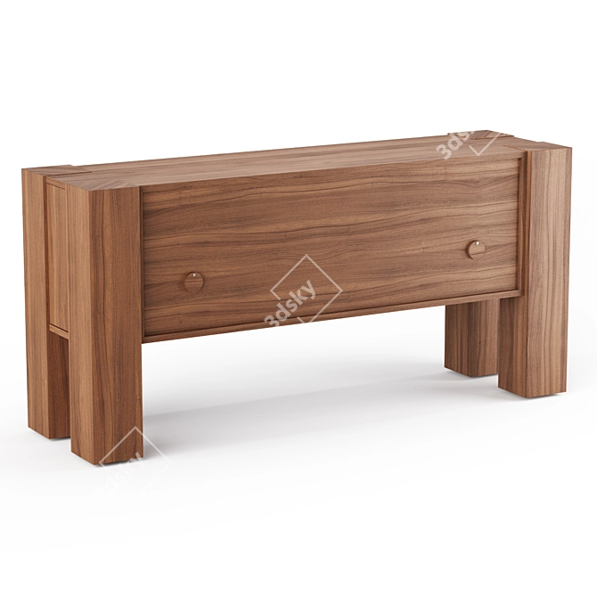 Sobro Walnut Wood Sideboard - Sleek and Spacious 3D model image 3