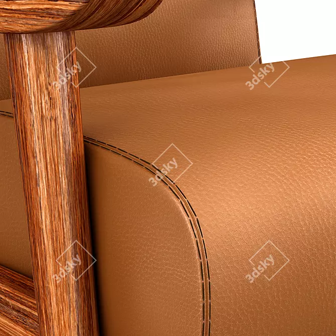 Mid-Century Leather Accent Chair 3D model image 6