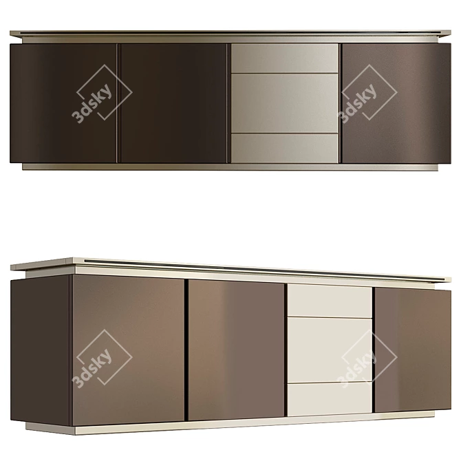 Vintage Parioli Sideboard: Mid-century Elegance 3D model image 1