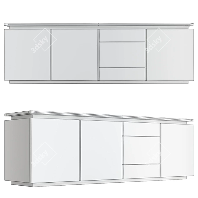 Vintage Parioli Sideboard: Mid-century Elegance 3D model image 2