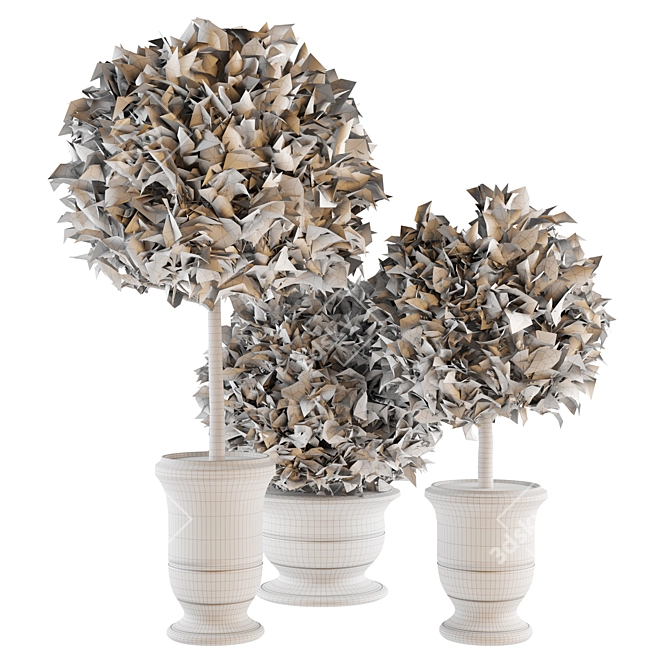 Concrete Pot Outdoor Plants 3D model image 5