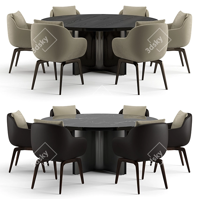 Elegant Minotti Dining Set 3D model image 1