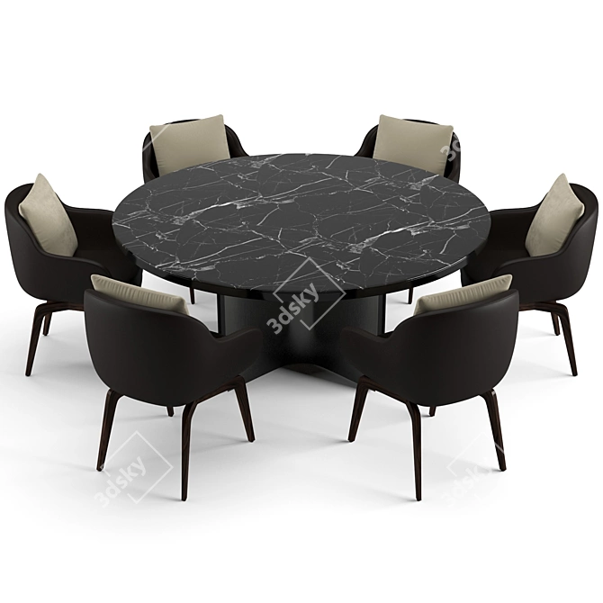 Elegant Minotti Dining Set 3D model image 2