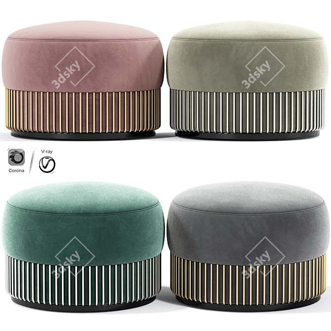 Sleek Noir Pouf Ottoman 3D model image 1