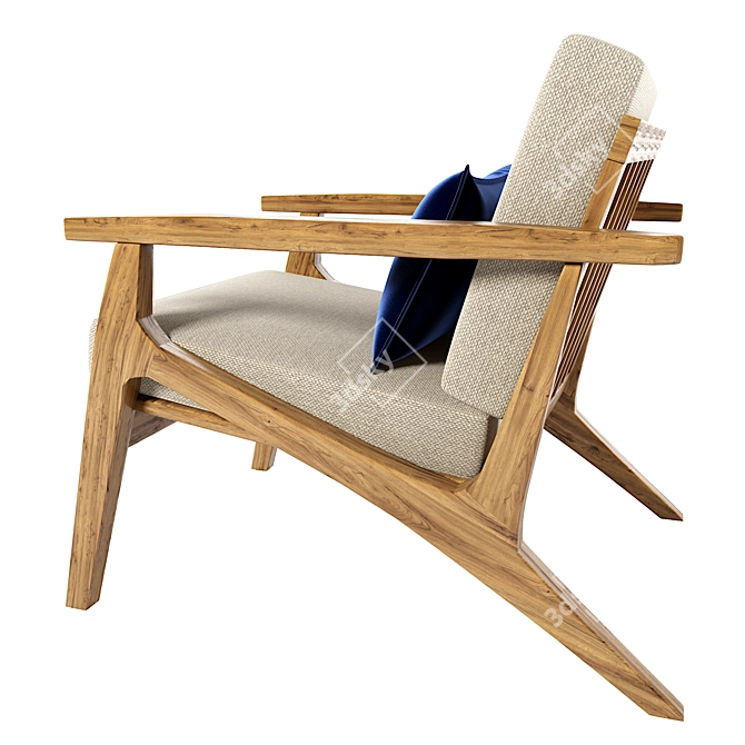 Title: Mid-Century Sanna Chair with Wooden Frame 3D model image 3