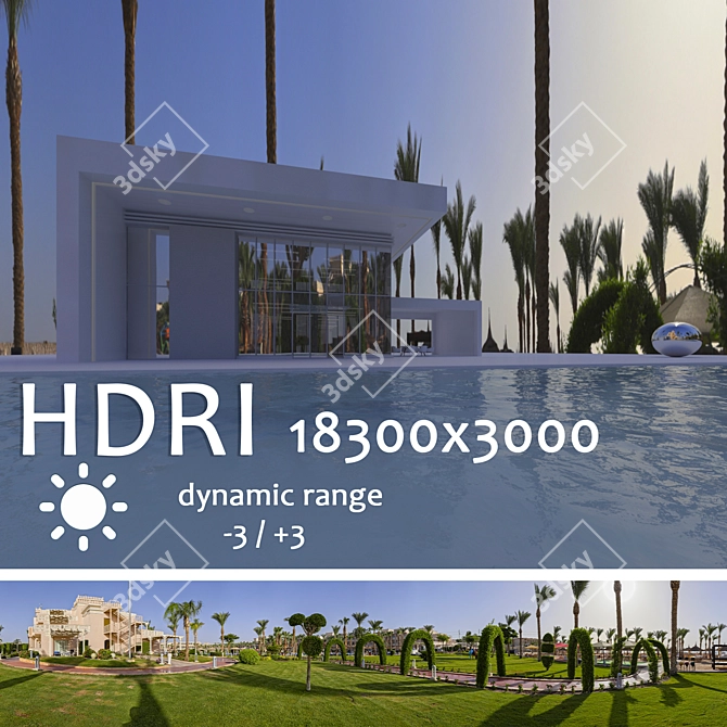 Egyptian Oasis: HDRI Daytime Pool 3D model image 1