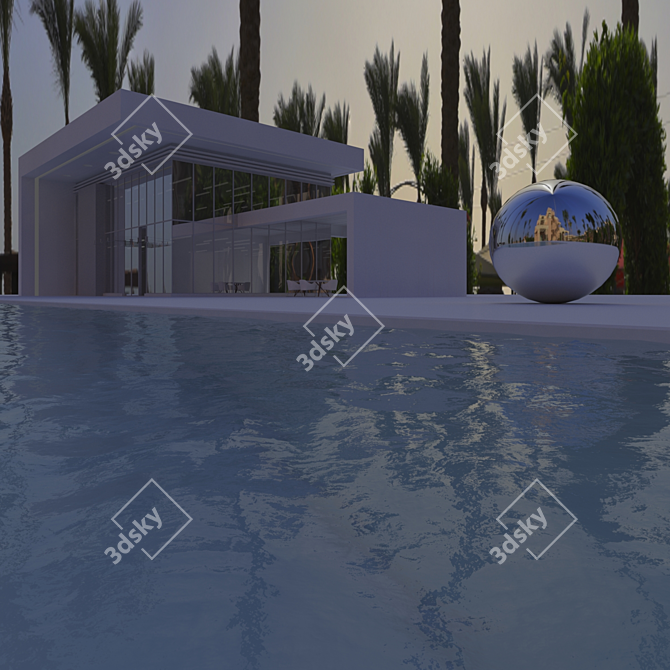 Egyptian Oasis: HDRI Daytime Pool 3D model image 2