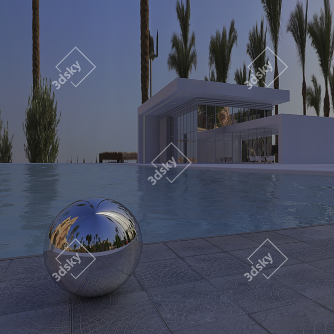 Egyptian Oasis: HDRI Daytime Pool 3D model image 3