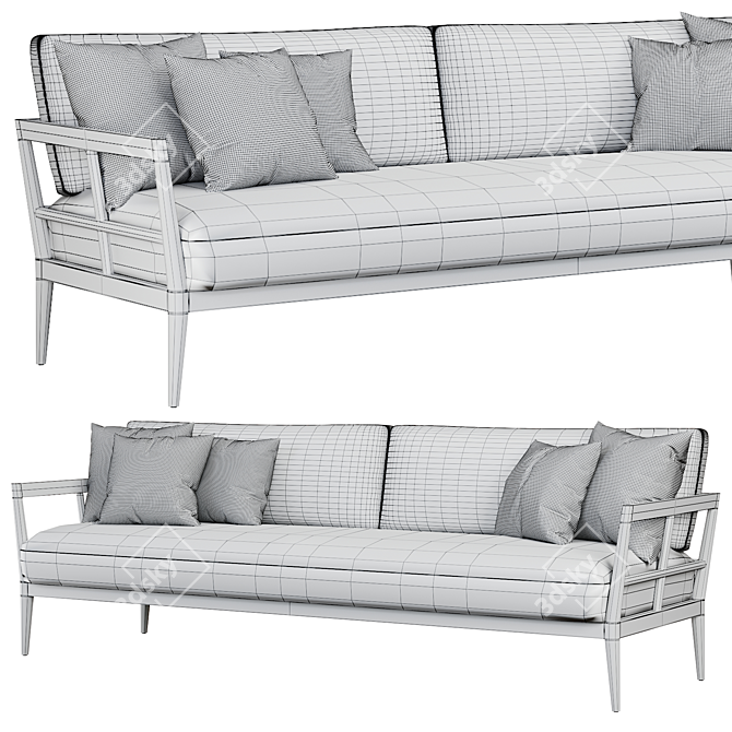 Vintage Teak Laurel Sofa 3D model image 6