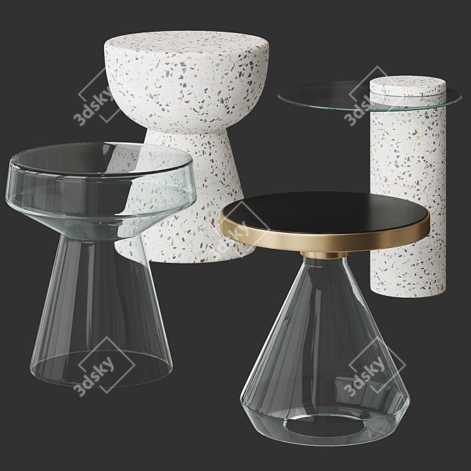 Modern Terrazzo Accent Tables: Rosalina, Raalte, Ommen, Enzo 3D model image 2