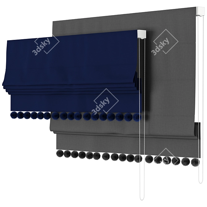 PomPom Roman Curtains: Elegant and Stylish 3D model image 2