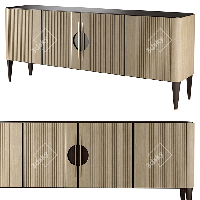 Elegant Beige&Brass Sideboard 3D model image 1