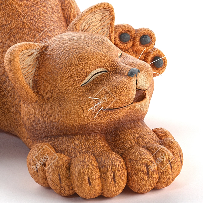 Elegant Cat Sculpture: PBR 3D Model 3D model image 4