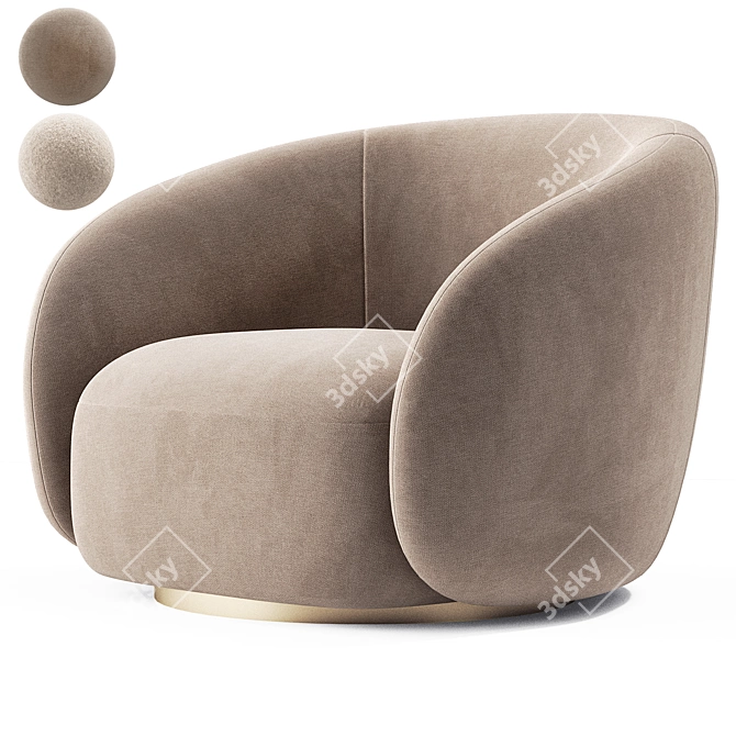 EICHHOLTZ BRICE Swivel Armchair | Cream Boucle 3D model image 8