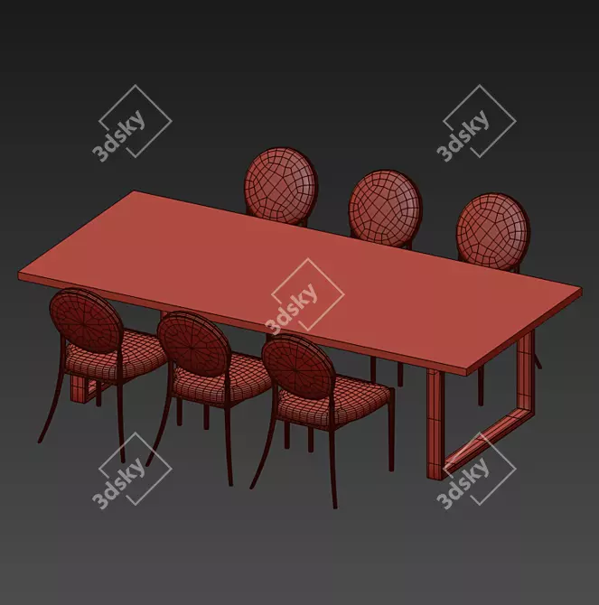 Elegant Remington Dining Set: Luxurious Design, Perfect Dimensions 3D model image 4
