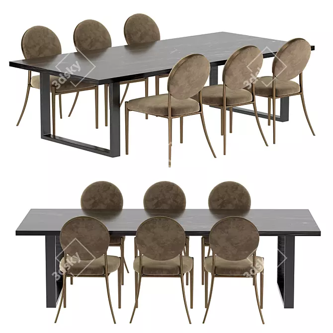 Elegant Remington Dining Set: Luxurious Design, Perfect Dimensions 3D model image 6