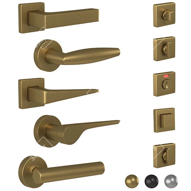 Elegant Olivari Door Handle Set 3D model image 2