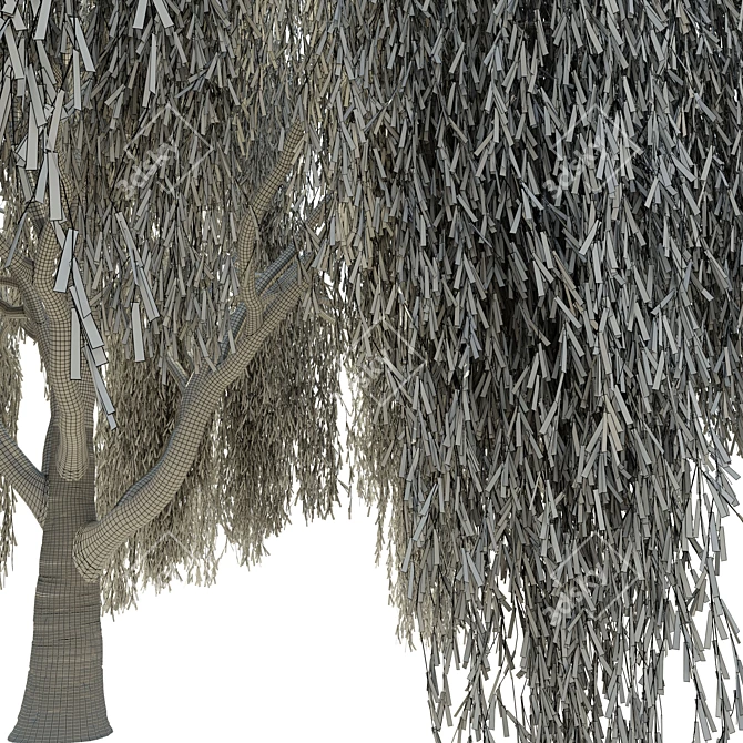 Serene Willow Tree Sculpture 3D model image 4